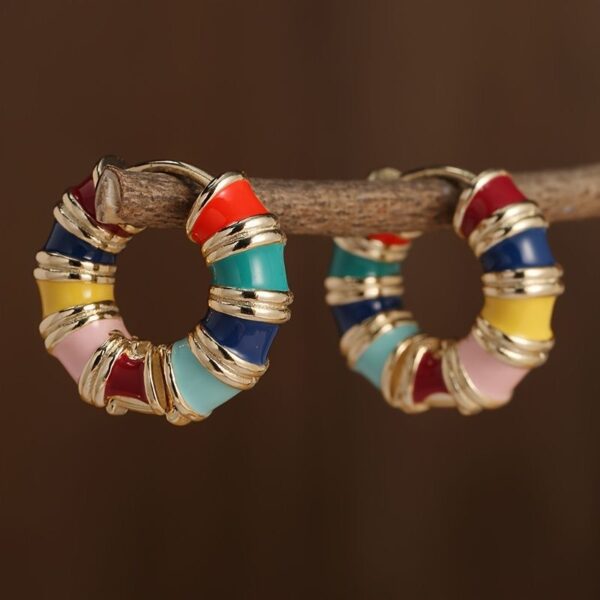 Enamel Colorful Earrings - Image 2